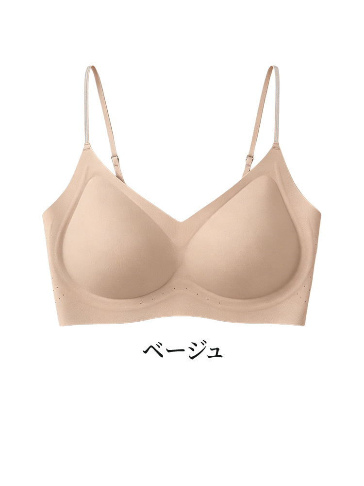 VEIMIA シームレスブラ | 接触冷感シームレスでひんやり快適！素肌感覚ソフトサポート＆目立たない細ストラップ〜薄手トップスに透けずシルエット美を実現。
